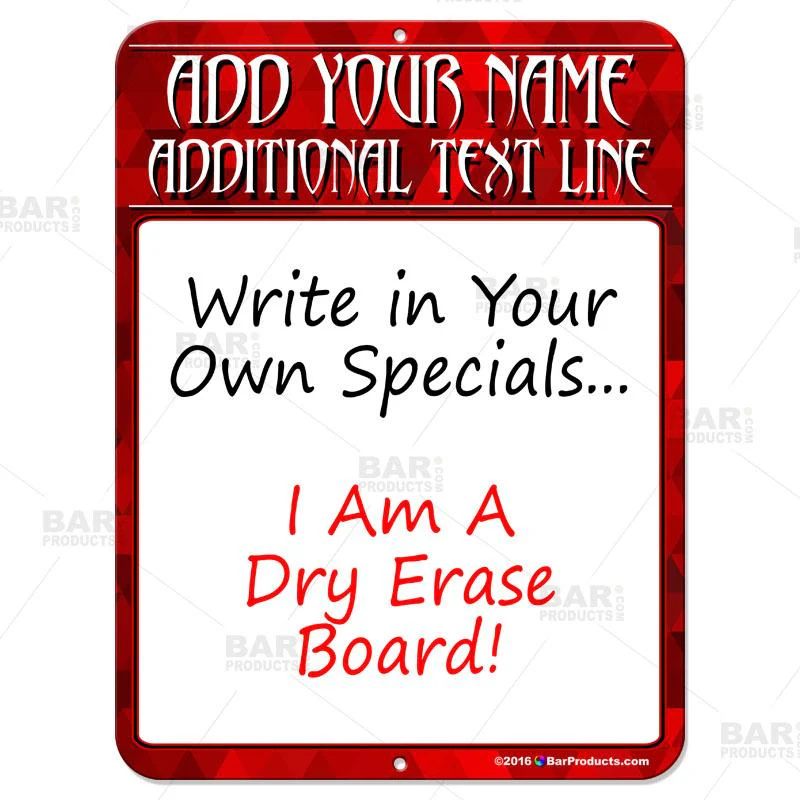 Dry Erase Specials Sign - ADD YOUR NAME - Red Abstract Template - Image 3
