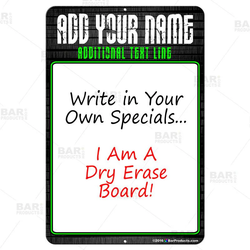 Dry Erase Specials Sign - ADD YOUR NAME - Stone Template