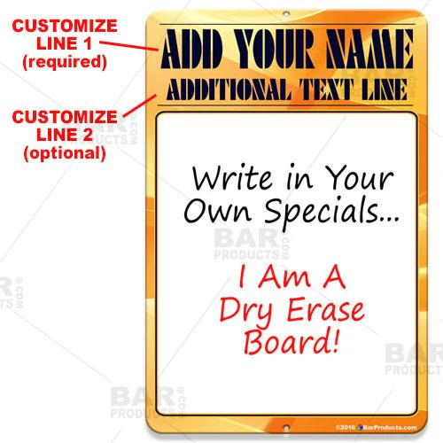 Dry Erase Specials Sign - ADD YOUR NAME - Yellow Abstract Template - Image 2