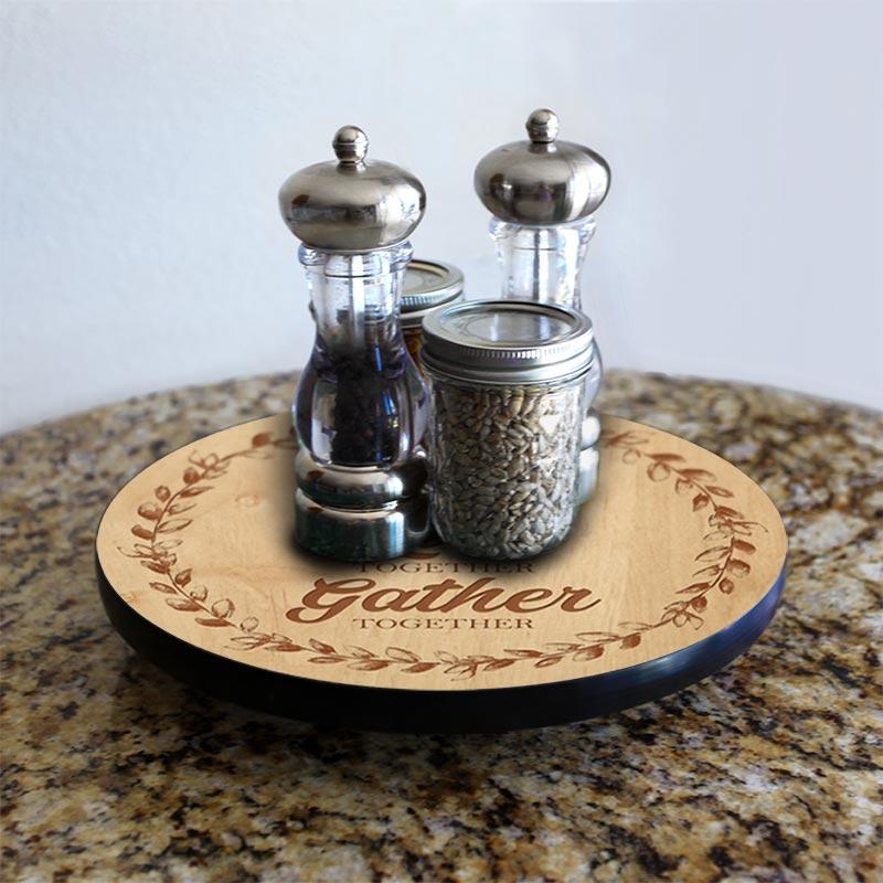 EAT LIVE GATHER Lazy Susan - 3 Different Sizes - For Kitchen Table Top - Handcrafted in USA - Image 5