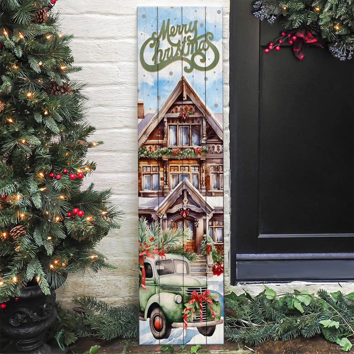 Farmhouse Christmas Vertical Wood Plank Indoor / Outdoor Signs - 10" x 36" - SEVERAL OPTIONS - Image 3