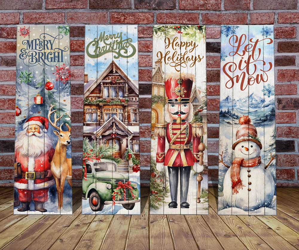 Farmhouse Christmas Vertical Wood Plank Indoor / Outdoor Signs - 10" x 36" - SEVERAL OPTIONS - Image 6