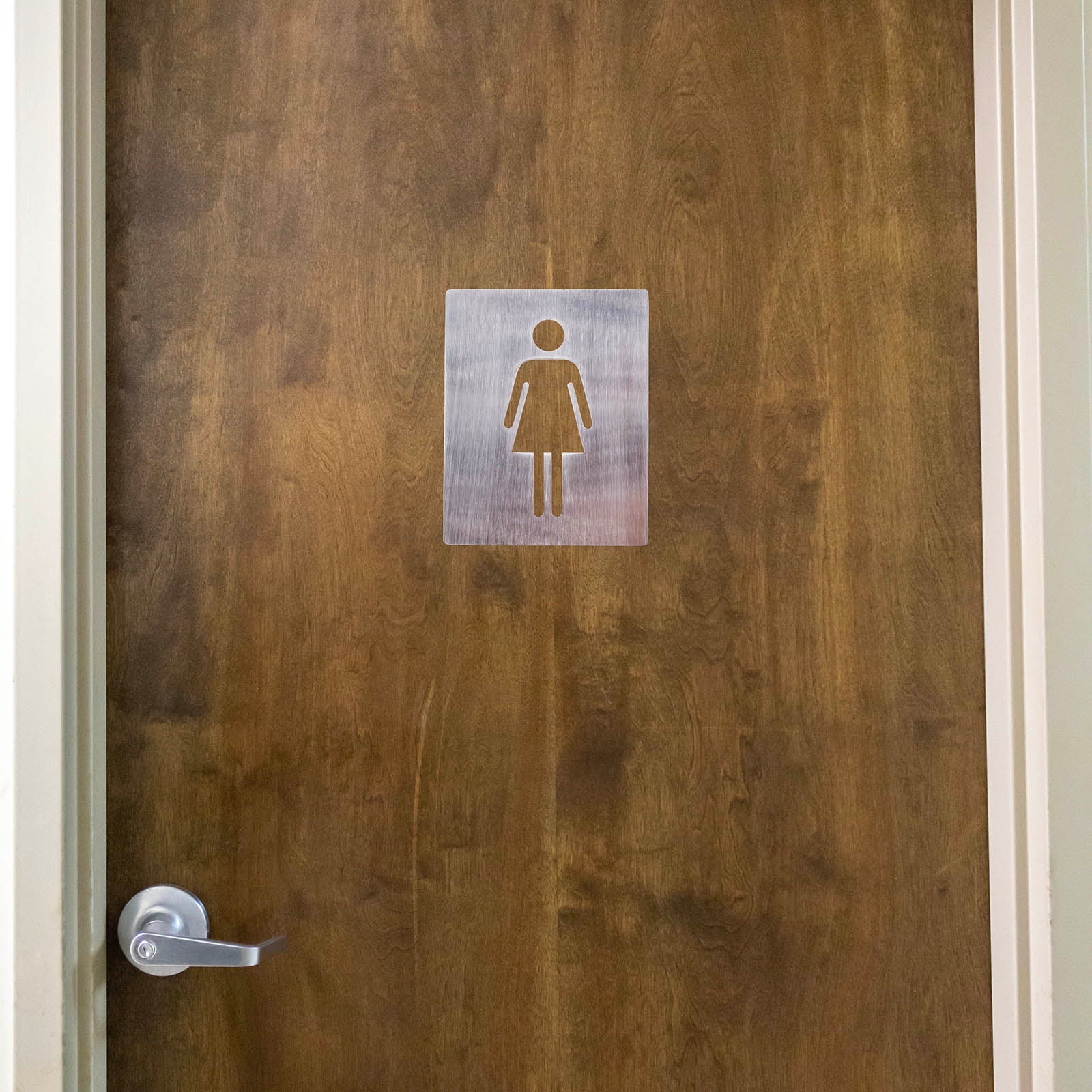 Female Restroom Sign - Stainless Steel - 4" x 5" - Image 2