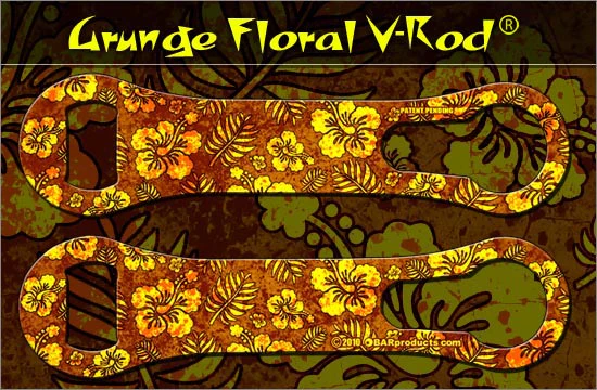 Floral Hawaiian Grunge Pattern - Brown / Yellow V-Rod®
