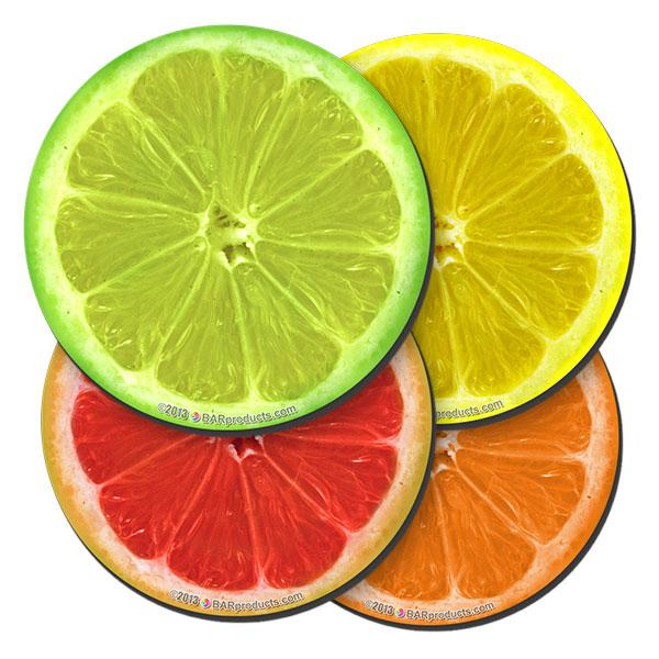 Foam Kolorcoat™ Coaster - 4 inch Round - Citrus