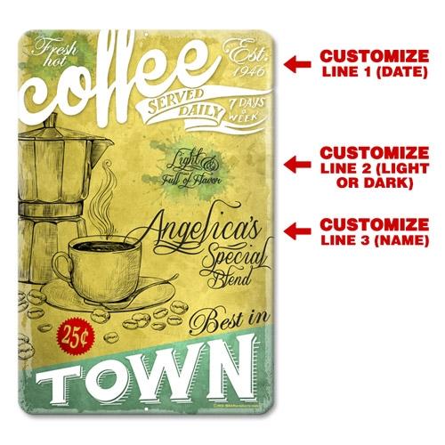 Fresh Hot Coffee - CUSTOMIZABLE Vintage Metal Bar Sign - 12" x 18" - Image 2