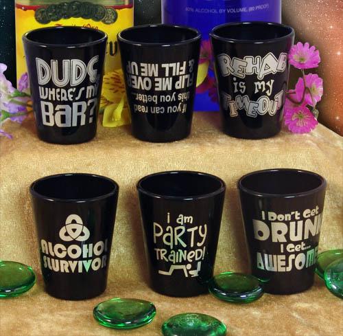 Funny Drinking Themes 1.5oz Black Shot Glasses