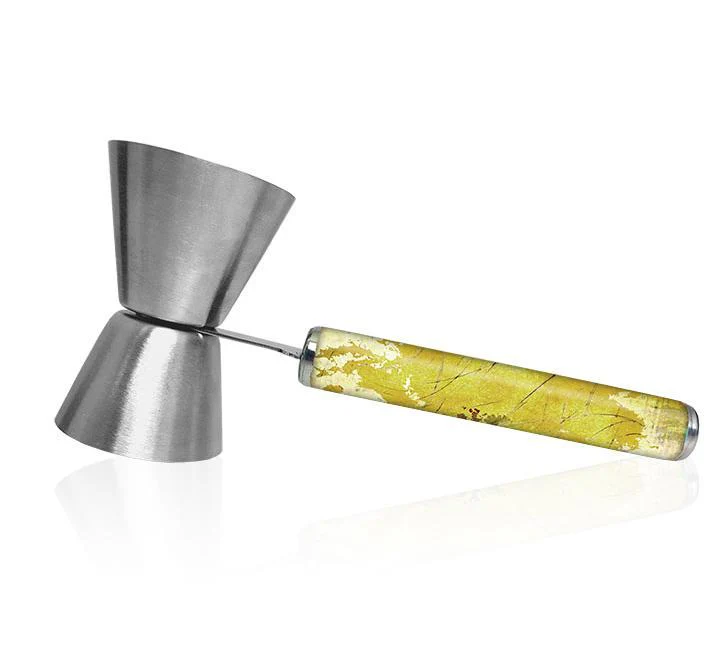 Gold Grunge Jigger with Printed Handle Design - .75oz x 1.25oz