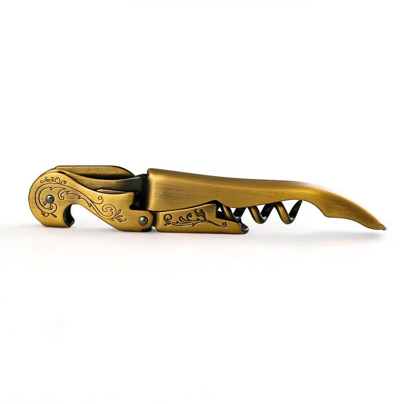 Gold Plated Double Lever Corkscrew w/ Etched Design - Image 2