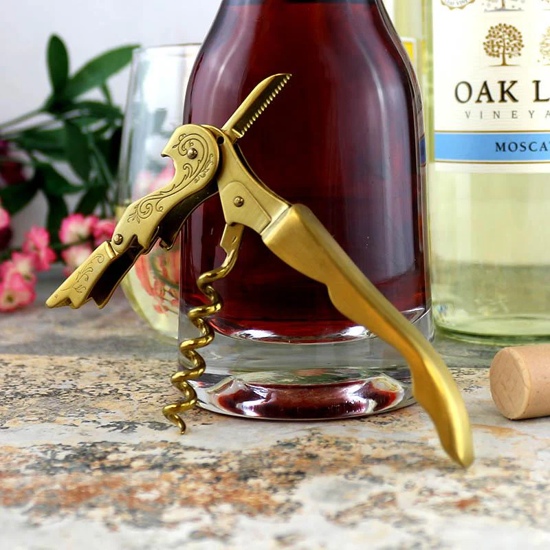 Gold Plated Double Lever Corkscrew w/ Etched Design - Image 3