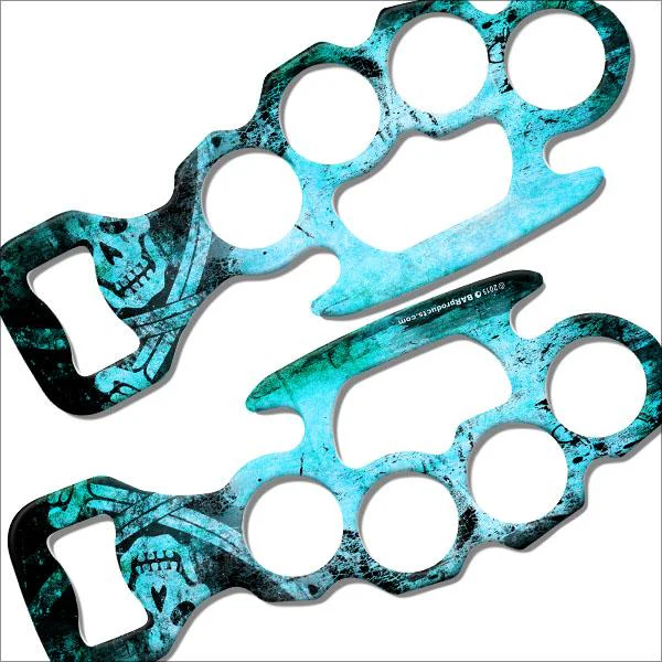Grunge Skulls - Blue Kolorcoat™ Knuckle Buster Bottle Opener