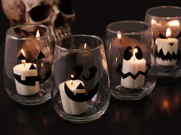 Halloween Jack O'Lantern Stemless Wine Glasses - Image 5