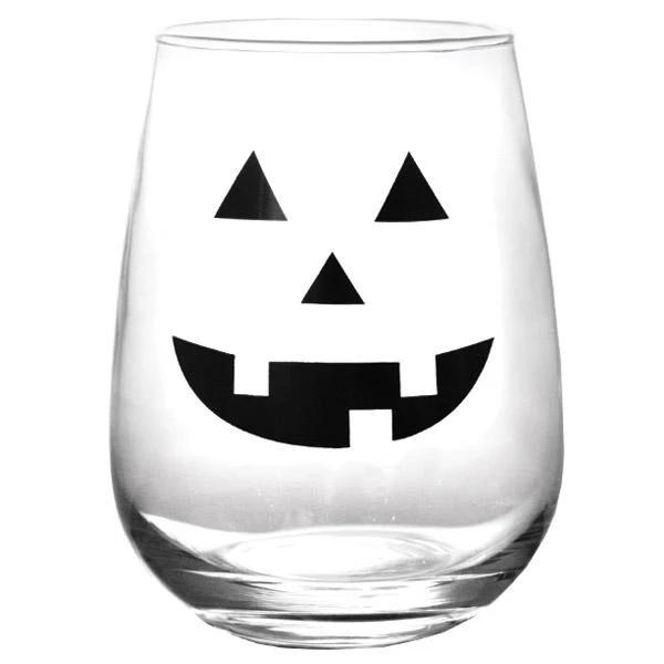 Halloween Jack O'Lantern Stemless Wine Glasses - Image 6