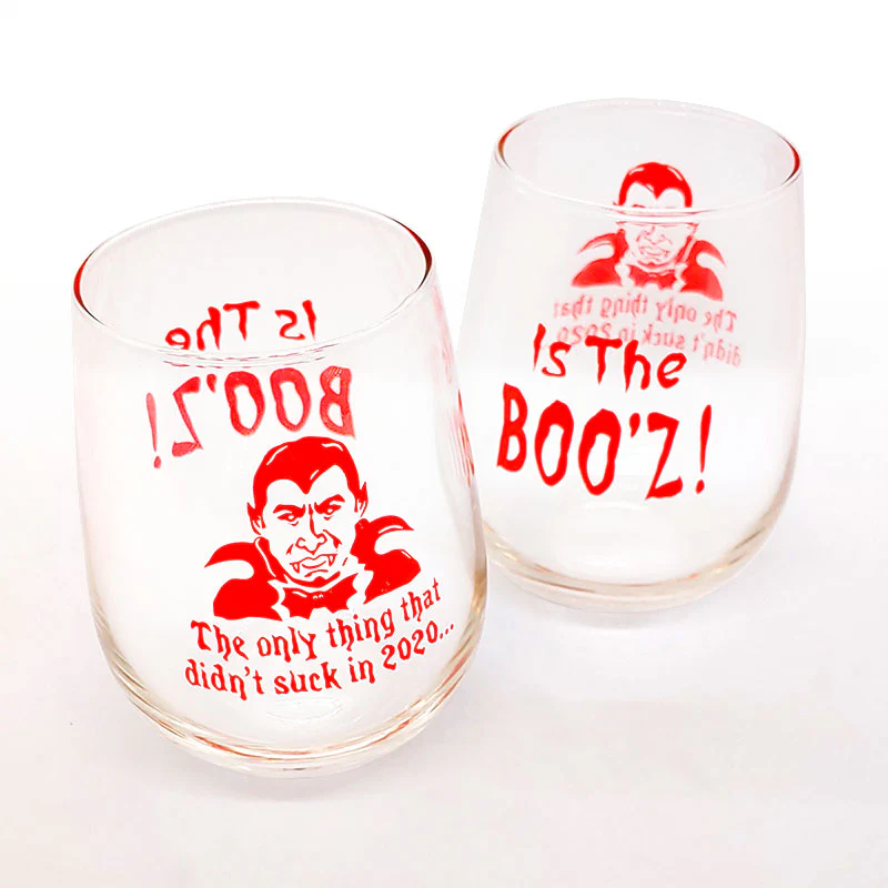 Halloween Stemless Wine Glass - Boo'z 2020 - 17 ounce - Image 3