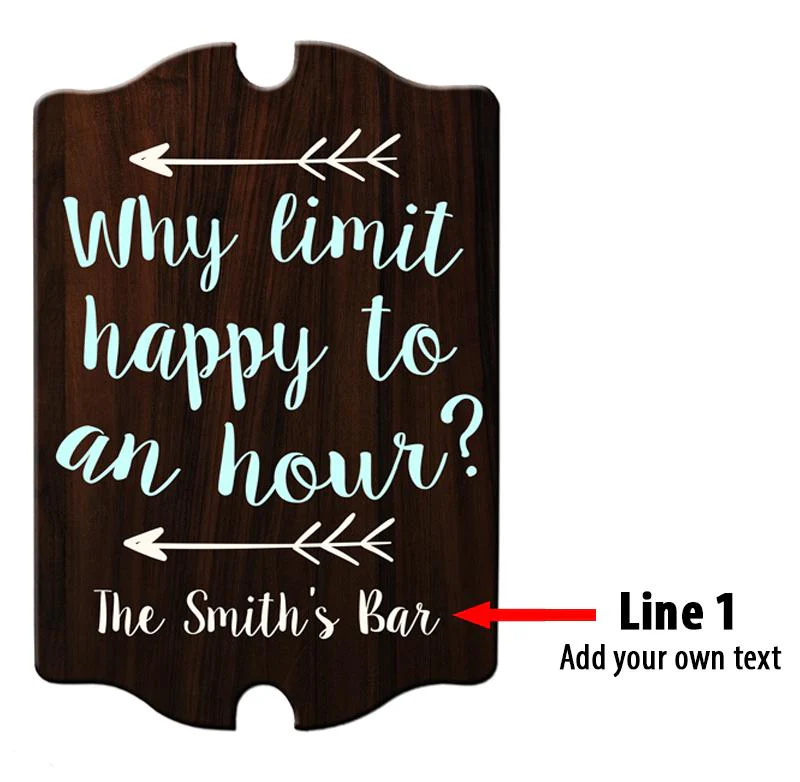 Happy Hour - Custom Tavern Shaped Wood Bar Sign - Image 2