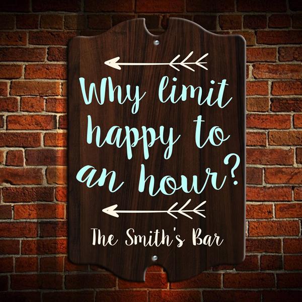 Happy Hour - Custom Tavern Shaped Wood Bar Sign - Image 3
