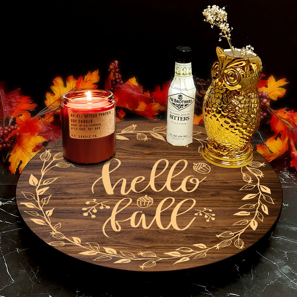 Hello Fall Lazy Susan - Size Options - Handcrafted in USA - Image 2