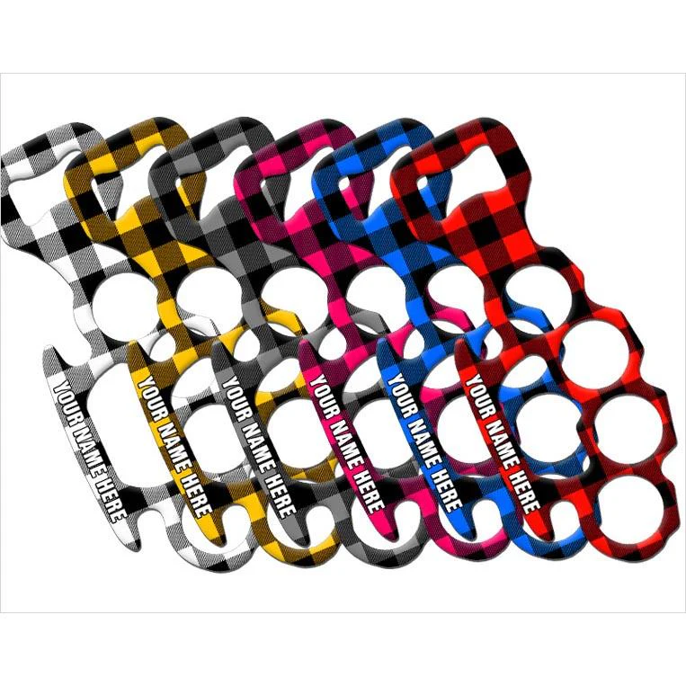 Hipster Plaid Knuckle Buster Bottle Opener - ADD YOUR NAME