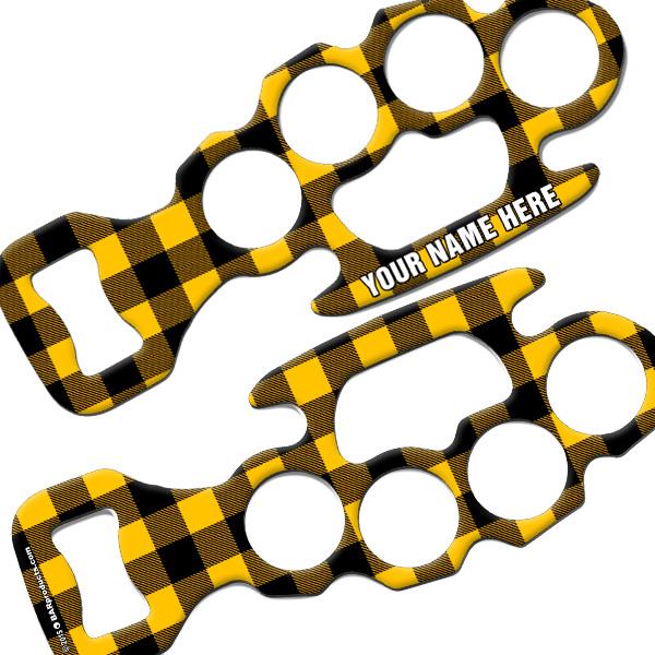 Hipster Plaid Knuckle Buster Bottle Opener - ADD YOUR NAME - Image 4