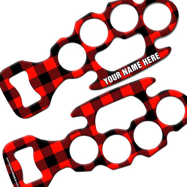 Hipster Plaid Knuckle Buster Bottle Opener - ADD YOUR NAME - Image 5