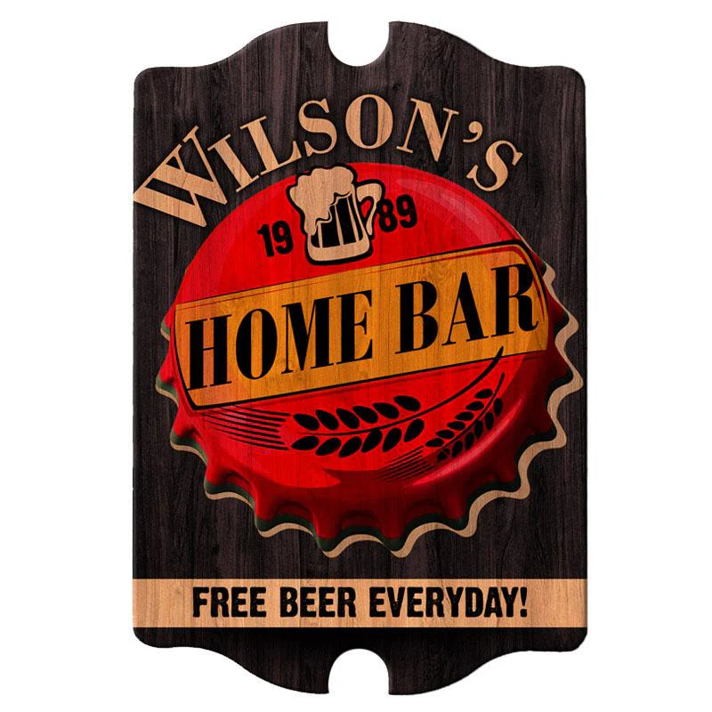 Home Bar - Custom Tavern Shaped Wood Bar Sign