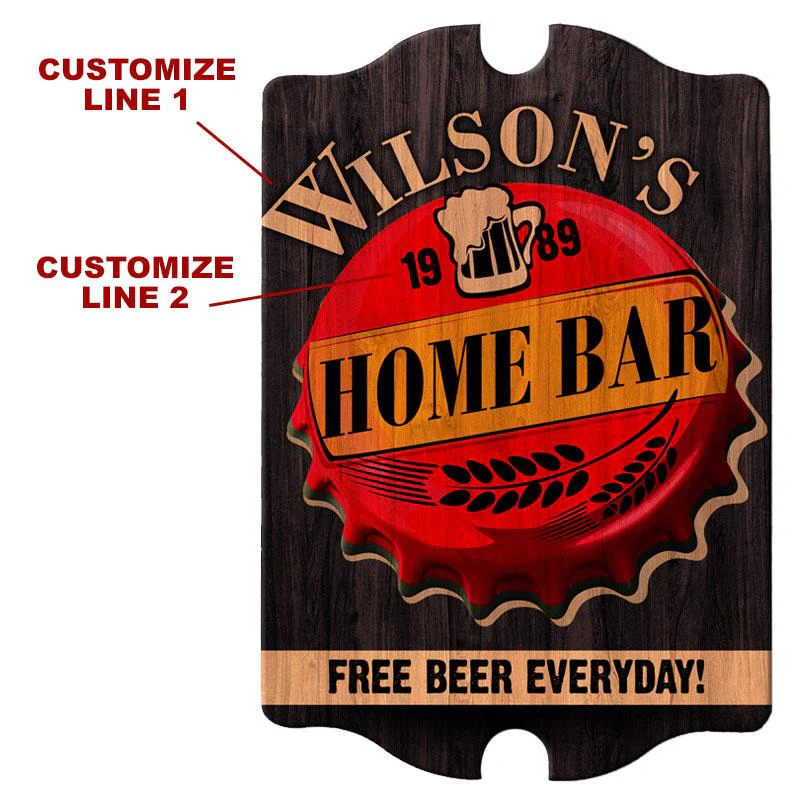 Home Bar - Custom Tavern Shaped Wood Bar Sign - Image 2