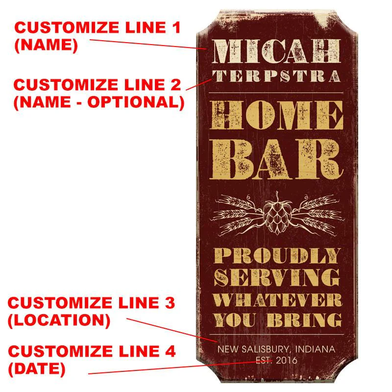 HOME BAR - CUSTOMIZABLE Wood Plaque Sign - Color Options - Image 6
