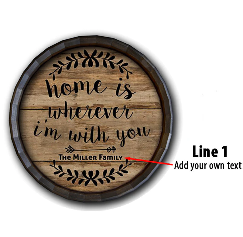 Home Is... Custom Wood Barrel Top Sign - Image 2