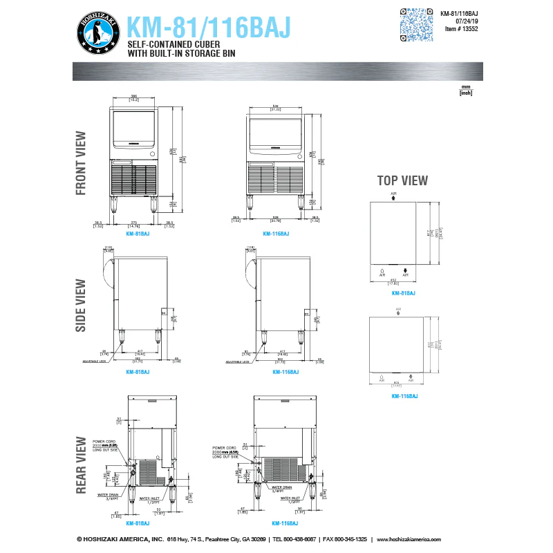 Hoshizaki 78lbs. Crescent Cube - UnderCounter Air Cooled - Ice Maker - Image 5
