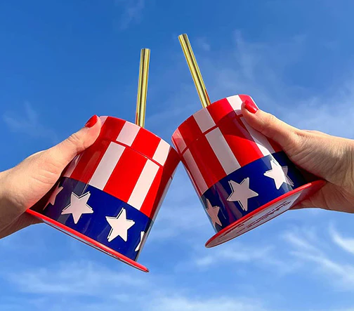 Independence Day Novelty Top Hat Cup With Lid & Straw - 14 ounce - Image 2
