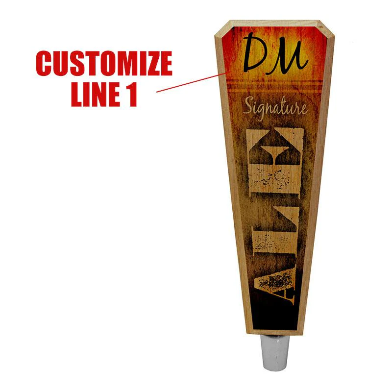 Initial ALE Design - Oak Wood Beer Tap Handles - Flared Shape - Image 2