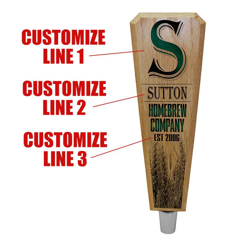 Initial Homebrew Company - Oak Wood Beer Tap Handles - Flared Shape - Image 2
