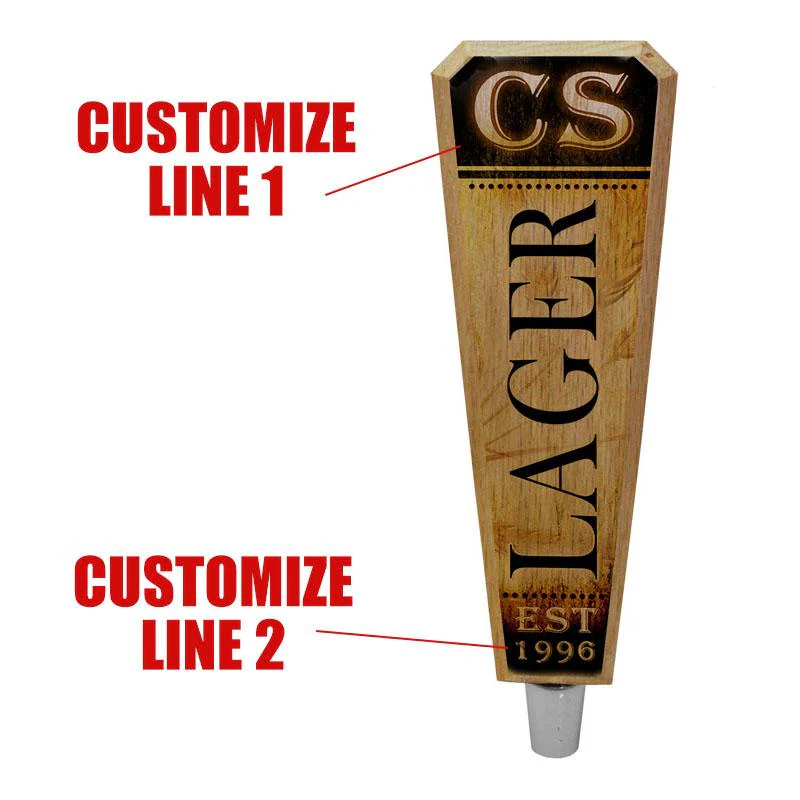 Initial LAGER Design - Oak Wood Beer Tap Handles - Flared Shape - Image 2