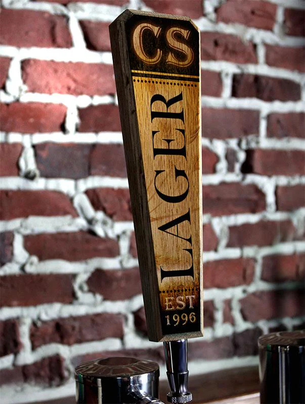 Initial LAGER Design - Oak Wood Beer Tap Handles - Flared Shape - Image 7