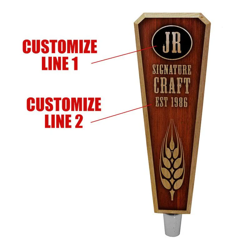 Initial Signature Craft - Oak Wood Beer Tap Handles - Flared Shape - Image 2