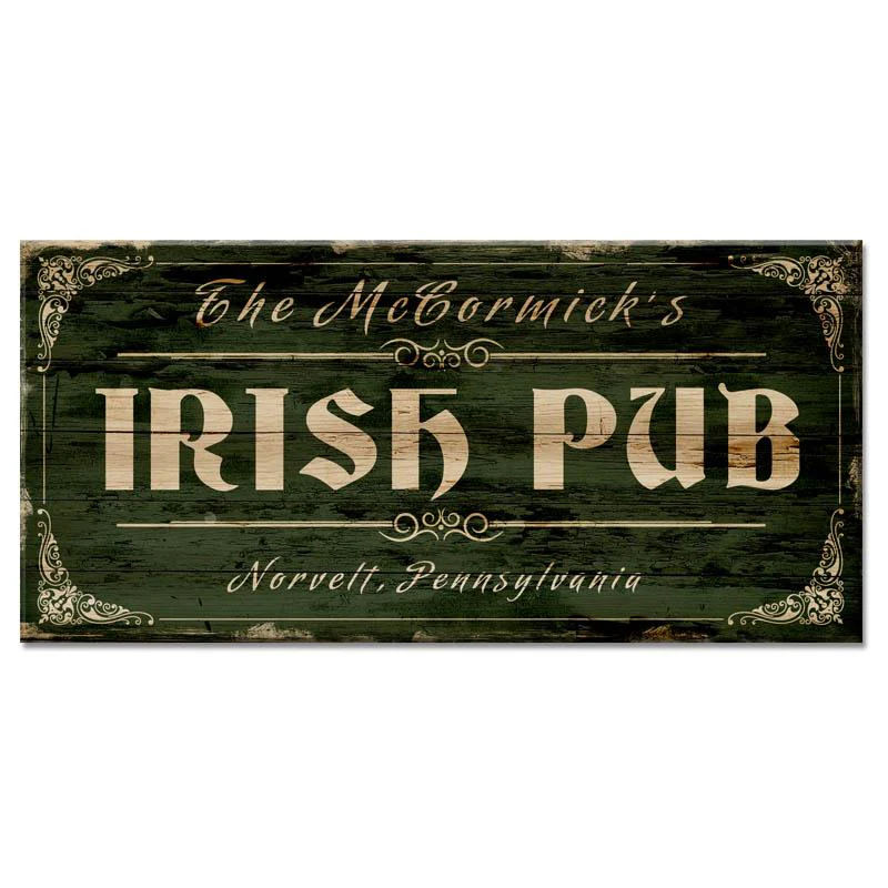 IRISH PUB - CUSTOMIZABLE Large Vintage Wooden Bar Sign - 11 3/4" x 23 3/4"