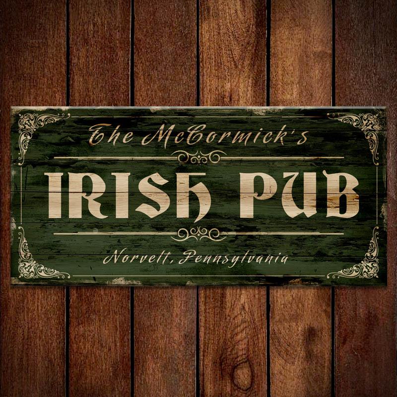 IRISH PUB - CUSTOMIZABLE Large Vintage Wooden Bar Sign - 11 3/4" x 23 3/4" - Image 3