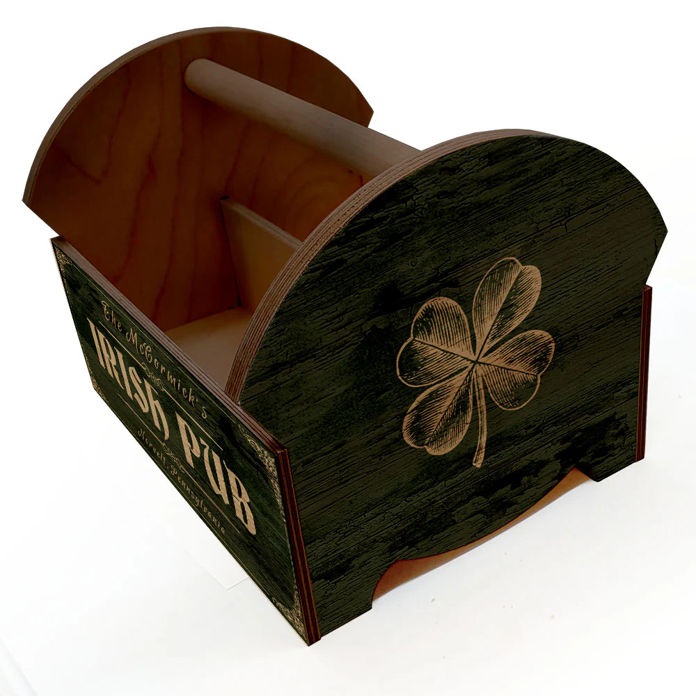 Irish Pub Wooden Condiment Caddy w/ Handle - Customizable - Image 3