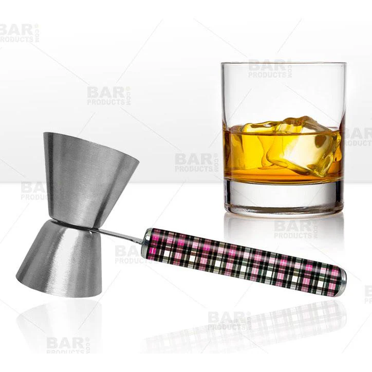 Plaid Jigger with Printed Handle Design - .75oz x 1.25oz - Image 2