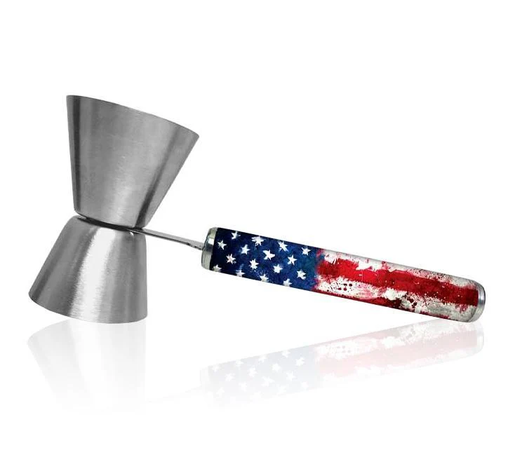 US Flag Jigger with Printed Handle Design - .75oz x 1.25oz