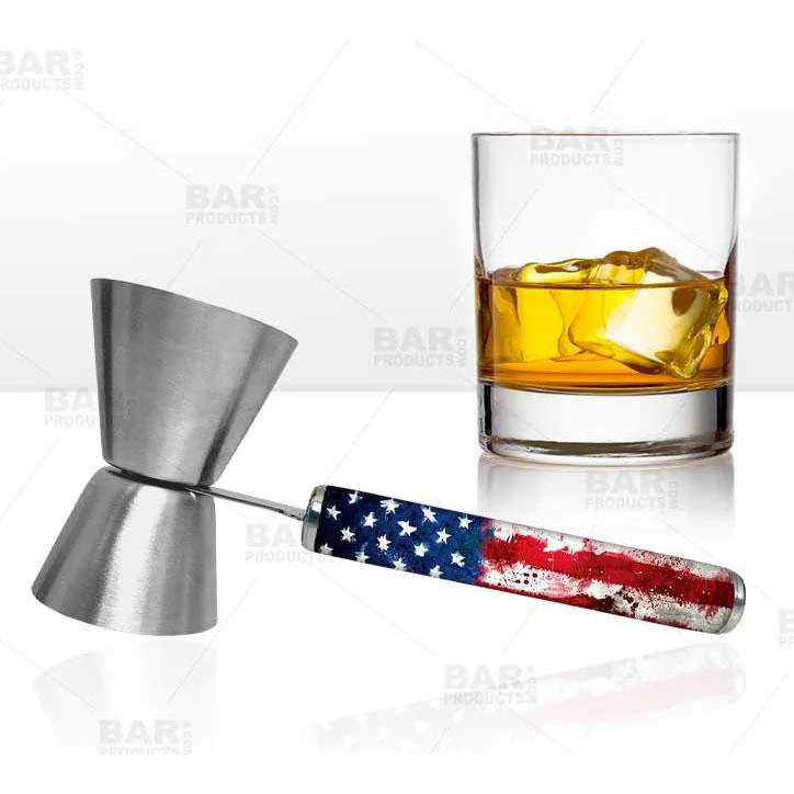 US Flag Jigger with Printed Handle Design - .75oz x 1.25oz - Image 3