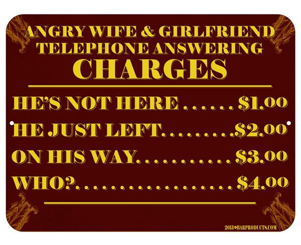 Kolorcoat™ Metal Bar Sign - Telephone Answering Charges