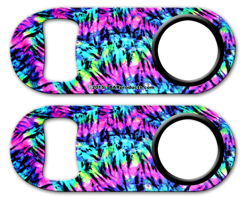 Kolorcoat™ Mini Bottle Opener with Retractable Reel – Tie Dye 3 - Image 5