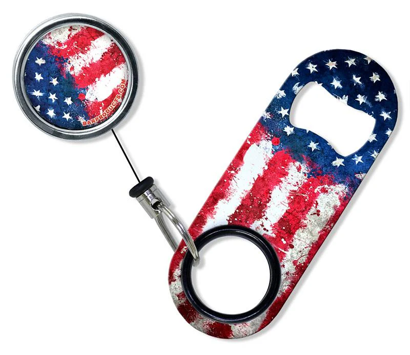 Kolorcoat™ Mini Opener with Retractable Reel - Grunge US Flag
