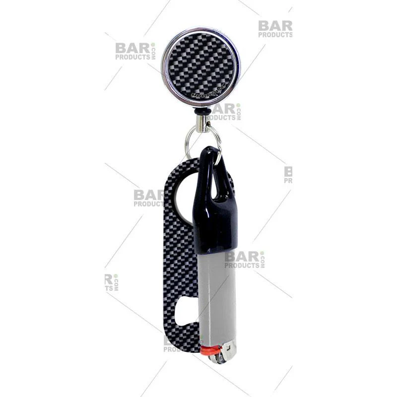 Retractable Reel, Mini Bottle Opener and Lighter Leash® Clug SET - Carbon Fiber - Image 2