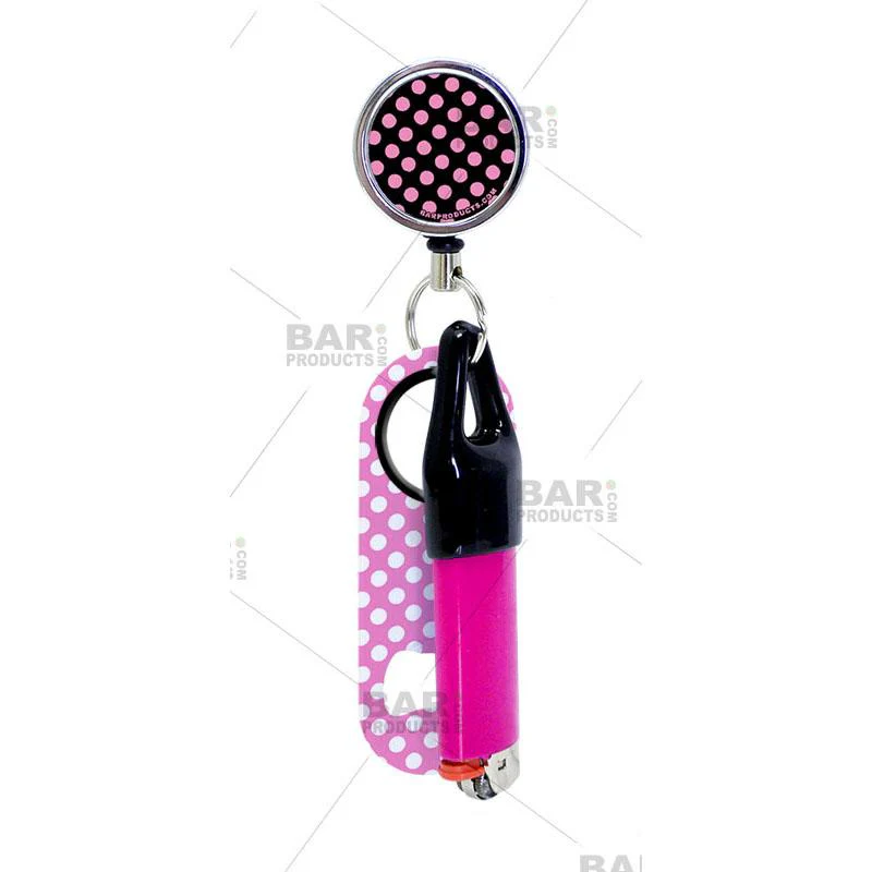 Retractable Reel, Mini Bottle Opener and Lighter Leash® Clug SET - Polka Dots - Image 2