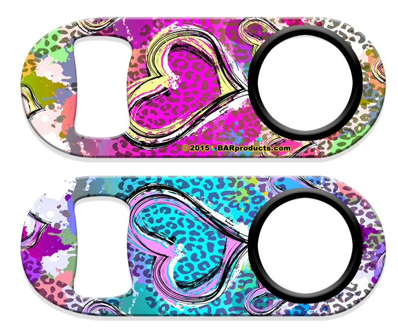 Kolorcoat™ Mini Bottle Opener with Retractable Reel - Cheetah Love - Image 3