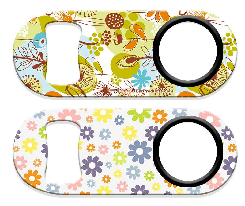 Kolorcoat™ Mini Bottle Opener with Retractable Reel - Cute Floral - Image 3