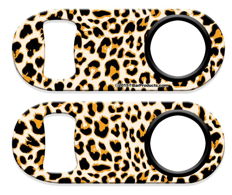 Kolorcoat™ Mini Bottle Opener with Retractable Reel - Orange Cheetah - Image 4