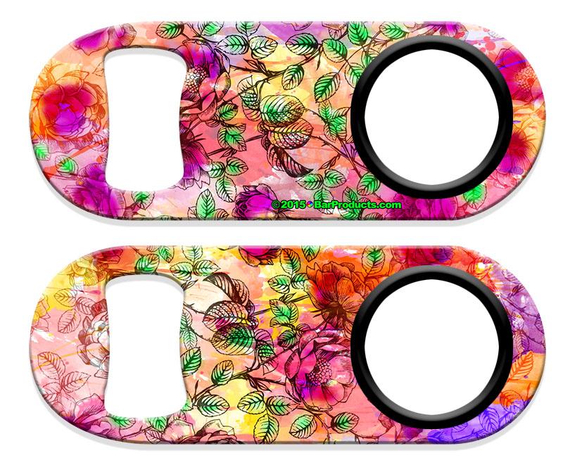 Kolorcoat™ Mini Bottle Opener with Retractable Reel - Painted Leaves - Image 3